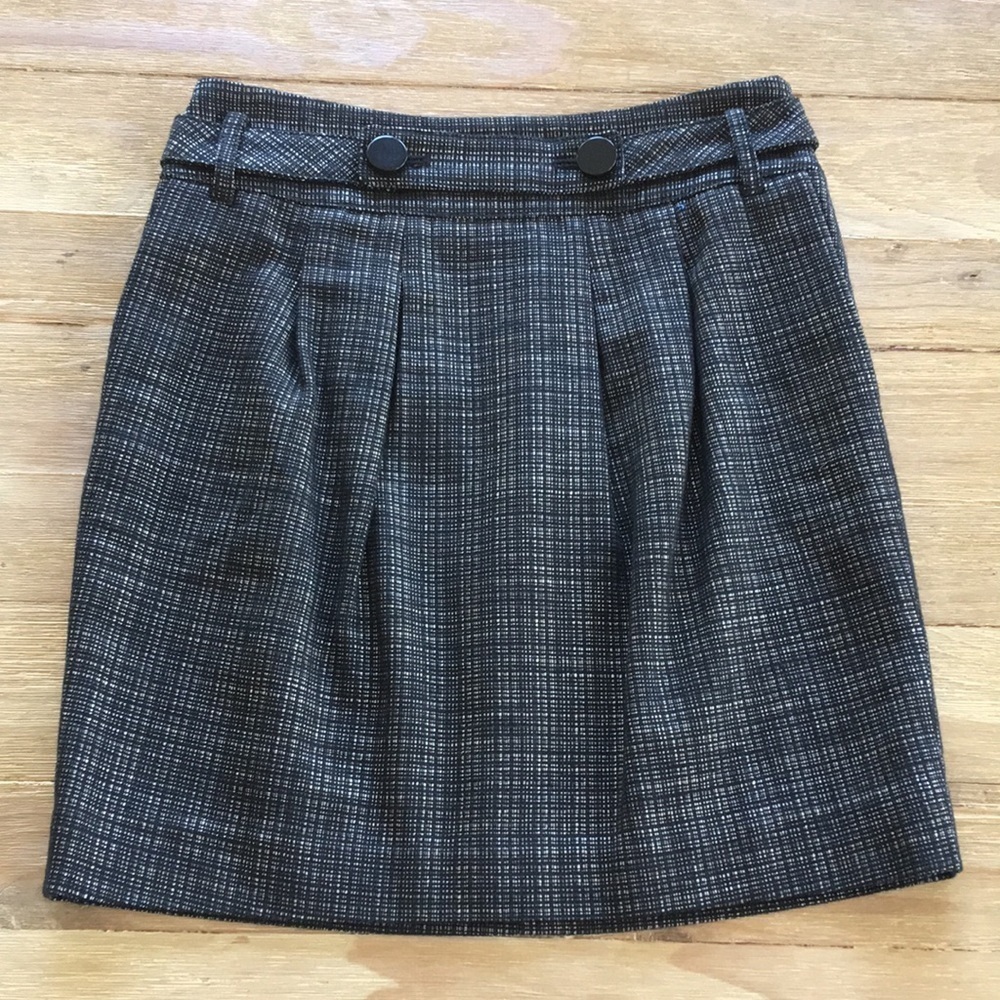 Ann Taylor Tweed Crosshatch Short Skirt Black Line